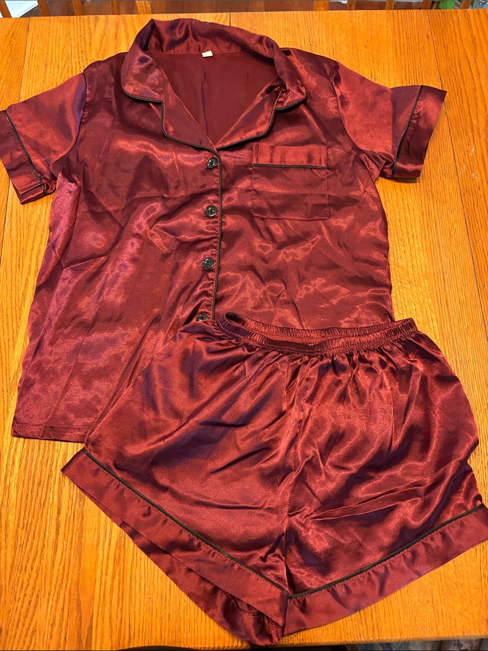 (5/$20) SHEIN Satin Short Pajama Set - Burgundy